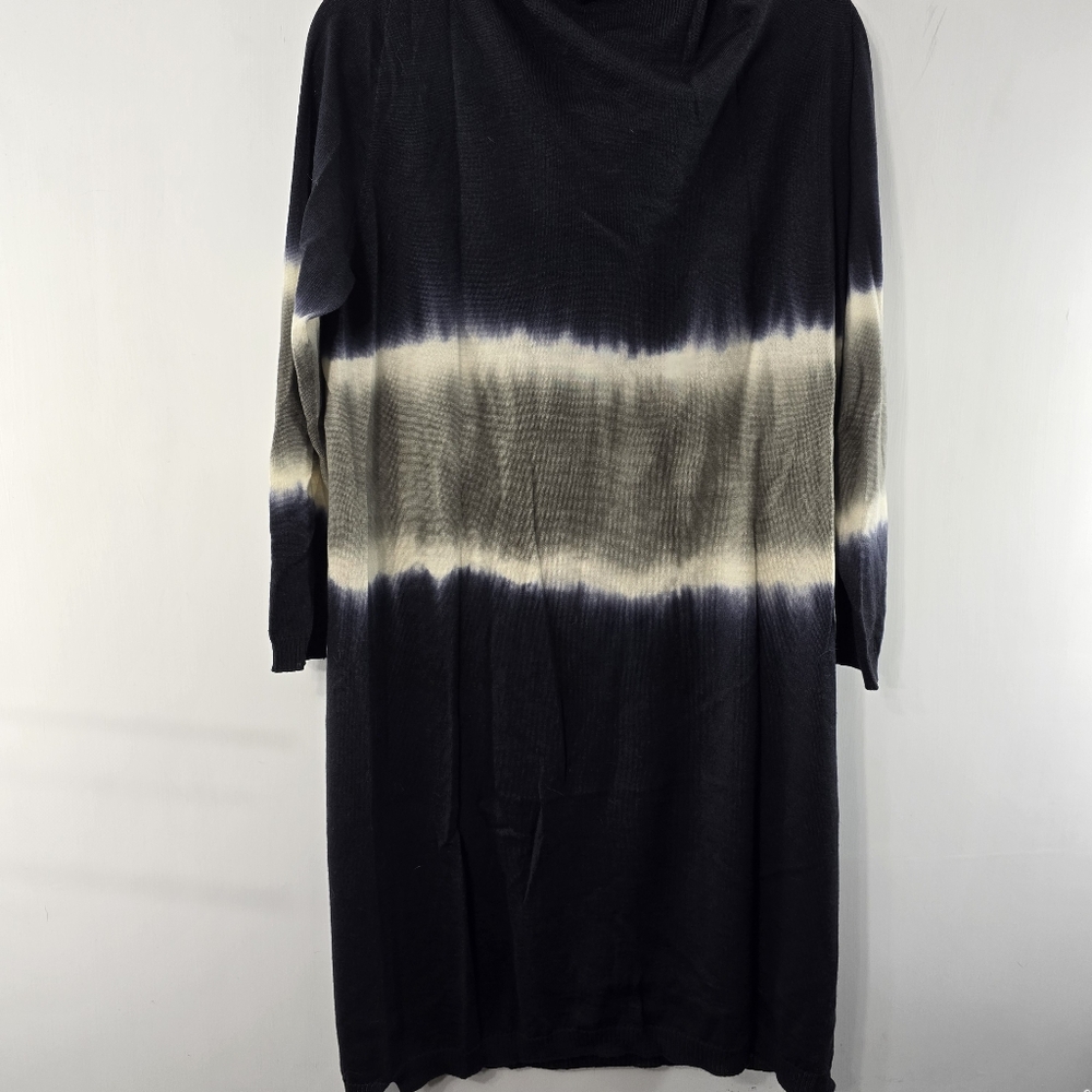 Elena Berton Virgin Wool Ombre Dip Tie Dye Long Sleeve Cowl Turtleneck Dress XL - Picture 9 of 14